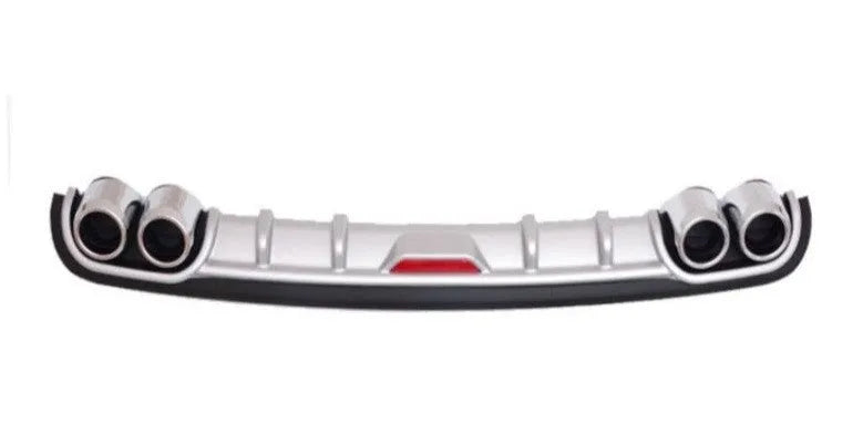 Automotive rear bumper spoiler in PP material showing 118cm and 129cm length options