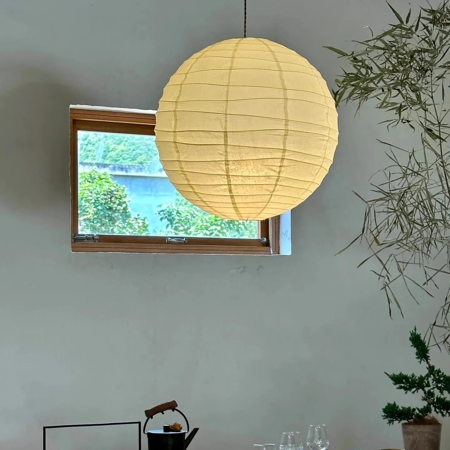 Japanese rice paper chandelier ceiling light in 30cm and 45cm diameters with three colour lighting