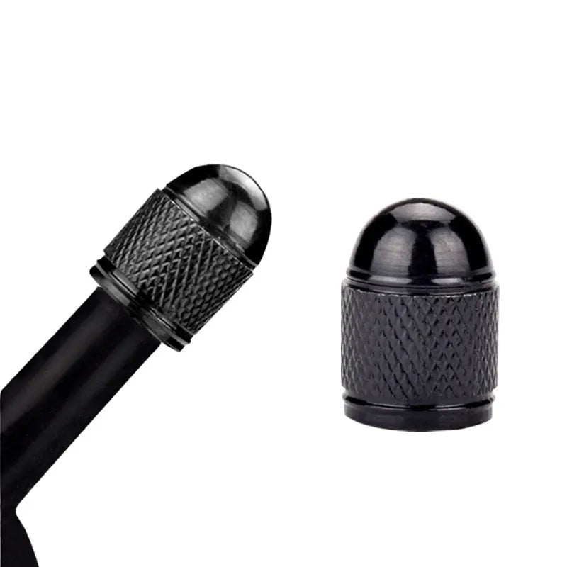 Aluminium mountain bike tyre valve cap in choice of five colours: black, blue, gold, red, silver.