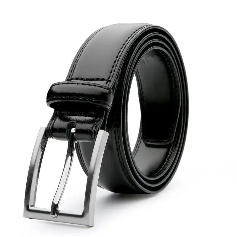 Men's genuine leather casual belt with alloy buckle in 95 grain brown pattern