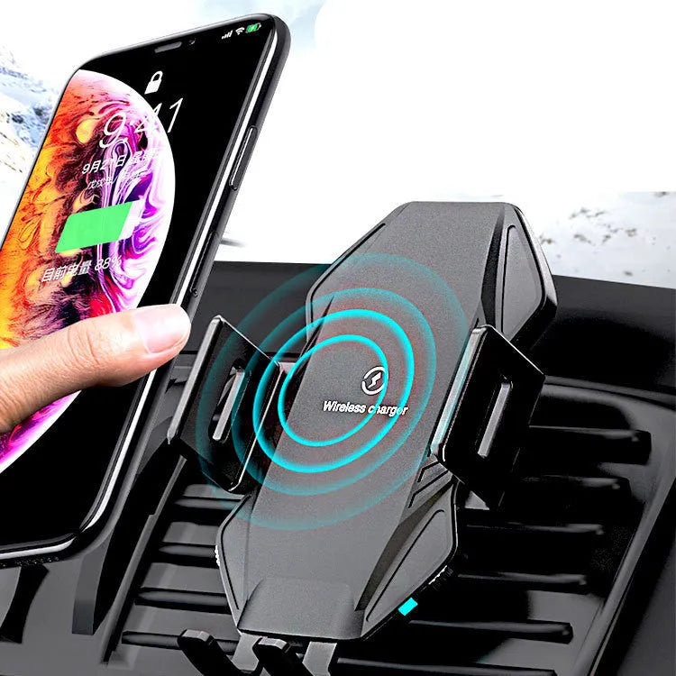 T3 touch-sensitive car wireless charger in matte black with suction cup mount and Type-C cable