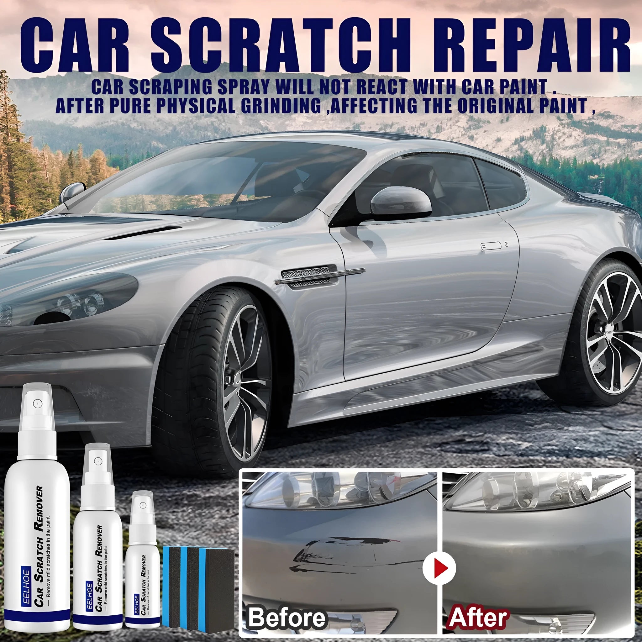 Car scratch repair spray bottle for paint surface scratch removal and sealing