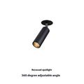 Embedded cylinder LED spotlight for 55-75mm holes with guide rail adjustment in black aluminium finish