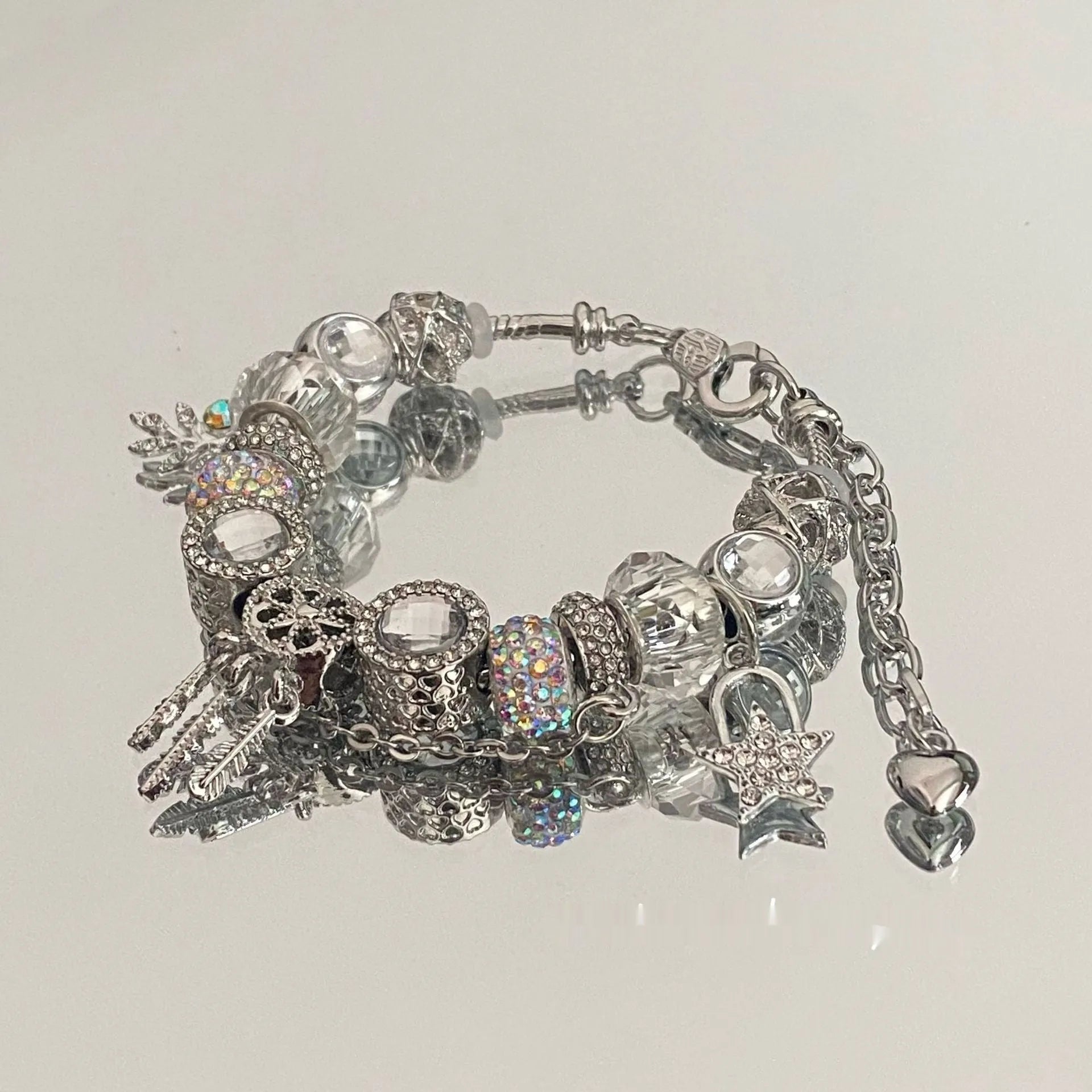 Women's dreamcatcher star bracelet with electroplated finish and colorful crystals
