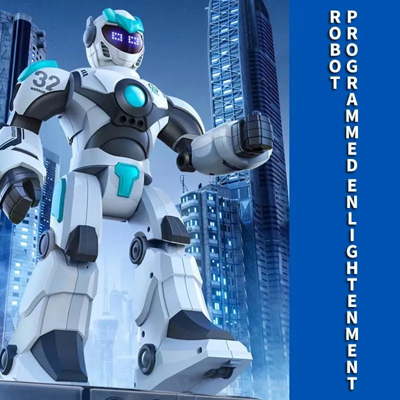 Toy Intelligent Voice Dialogue Robot 24g plastic robot model in white with mechanical war police design