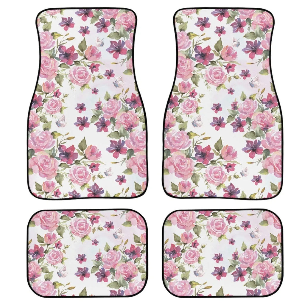 Black printed rubber car floor mats, a four-piece set with a 20mm thick waterproof lining.