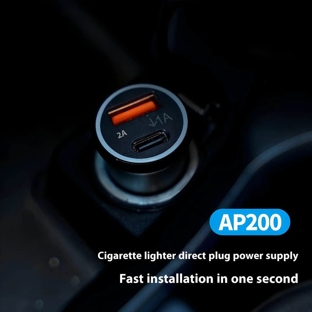 Black ABS plastic GPS car charger locator for 12V socket vehicle tracking.