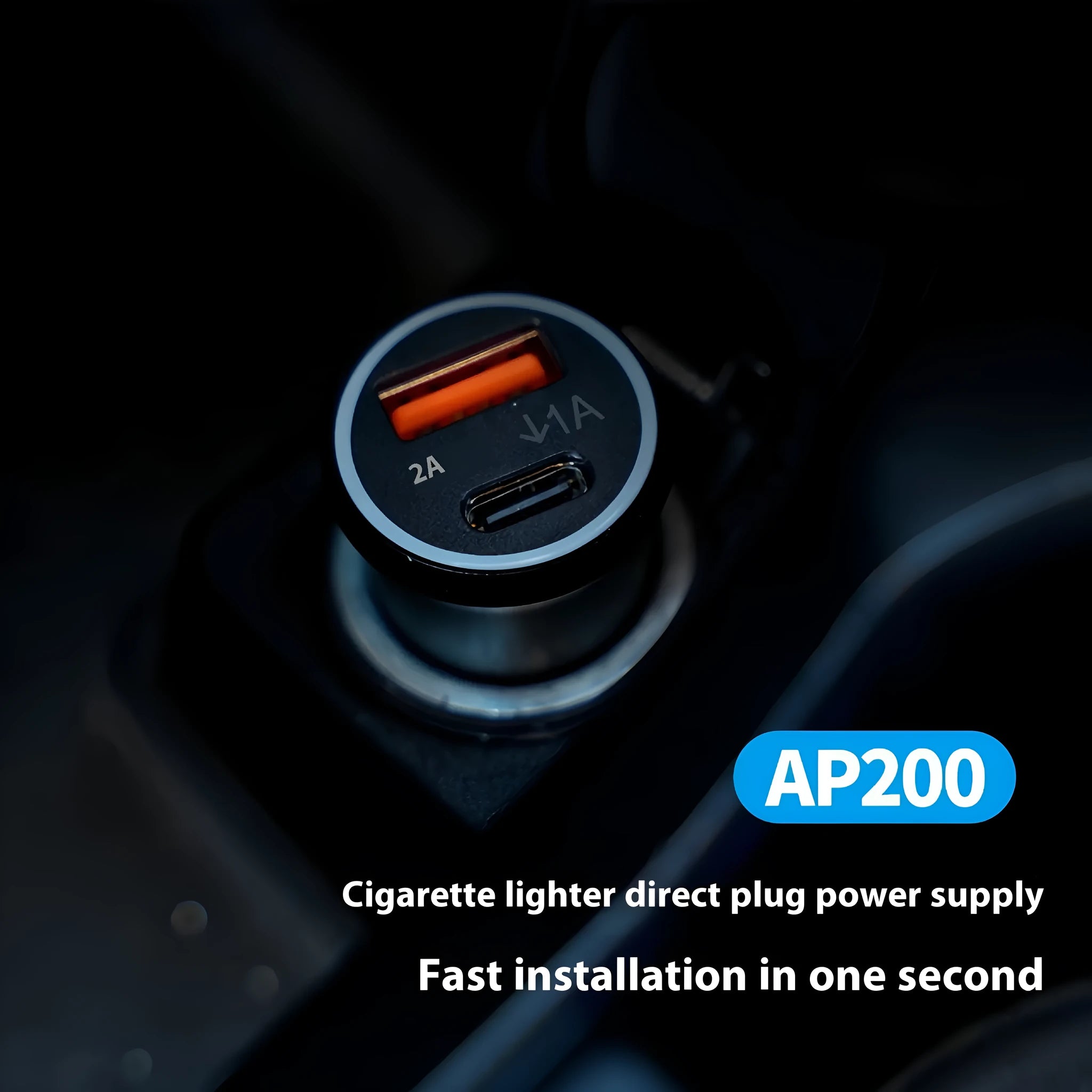 Black ABS plastic GPS car charger locator for 12V socket vehicle tracking.