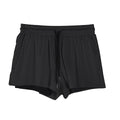 Men's black quick-drying nylon sports shorts on a summer background