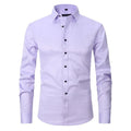 Men's stretch long sleeve work shirt in polyester fabric shown in available colours with size guidance