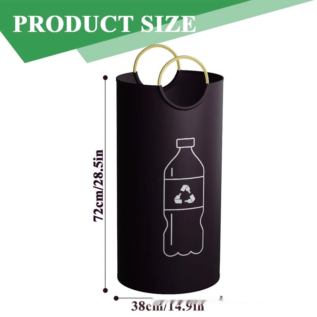 Round portable plastic trash can for office, outdoor and activity use.