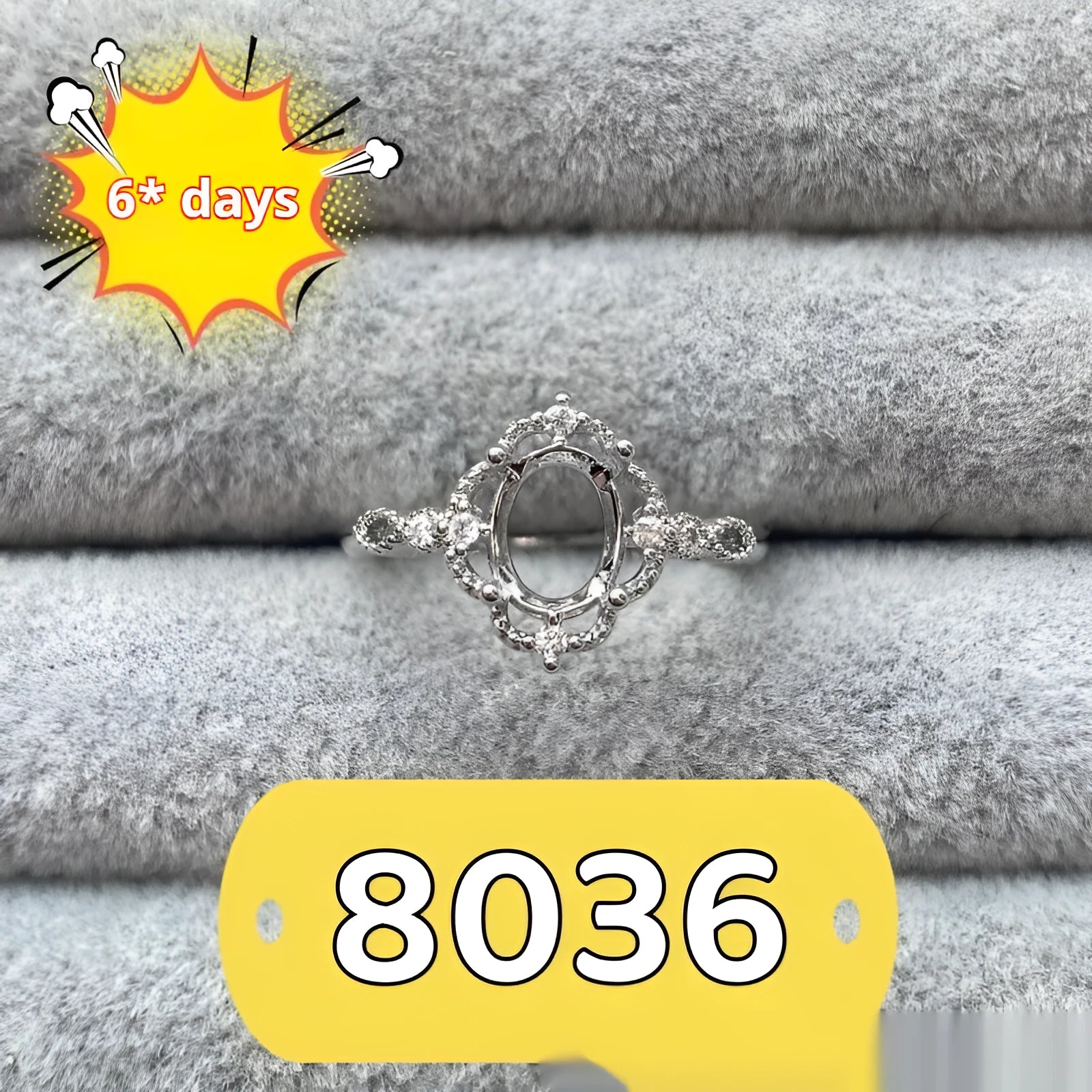 Oval denier ring with 6x8mm stone and five-pointed star detail on electroplated copper band