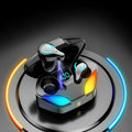 Black Bluetooth in-ear gaming headset with wireless design for mobile gaming