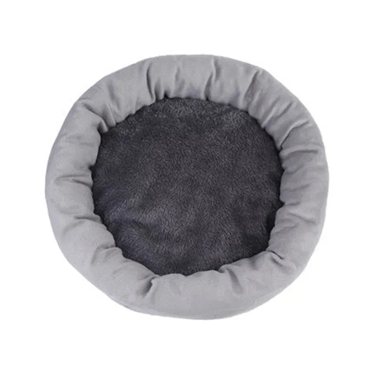 Cloth dog bed with PP cotton filling in light grey or pink colours, available in five sizes with optional pillow