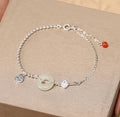Women's 925 silver Hetian jade bracelet with geometry shape and Ruyi Xiaofu design
