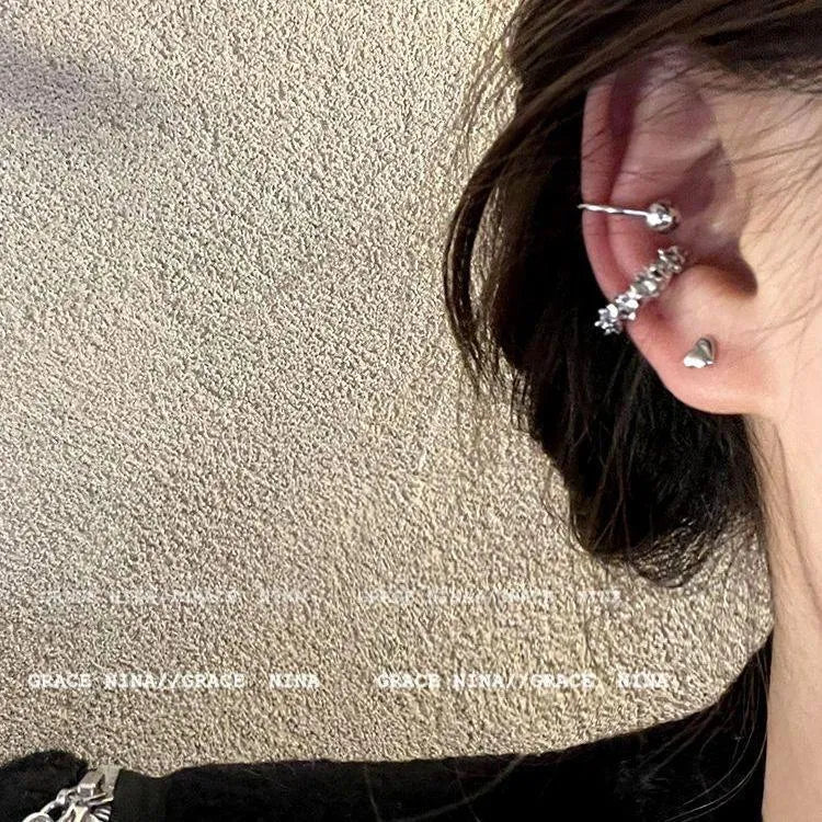 Geometric irregular frosty style alloy ear clip earrings for women.