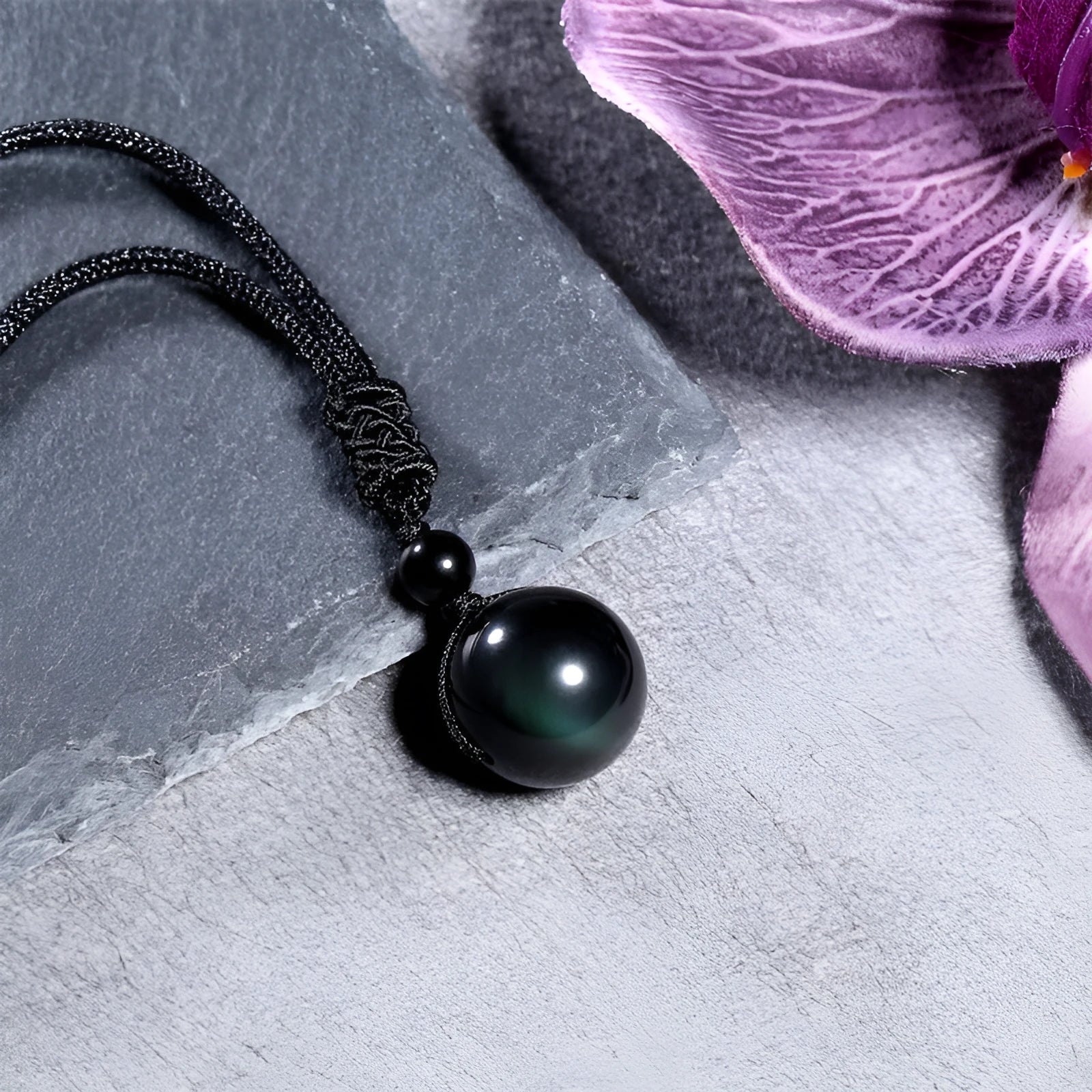 16mm natural stone pendant necklace with geometric oval shape and plating finish, adjustable chain, unisex design