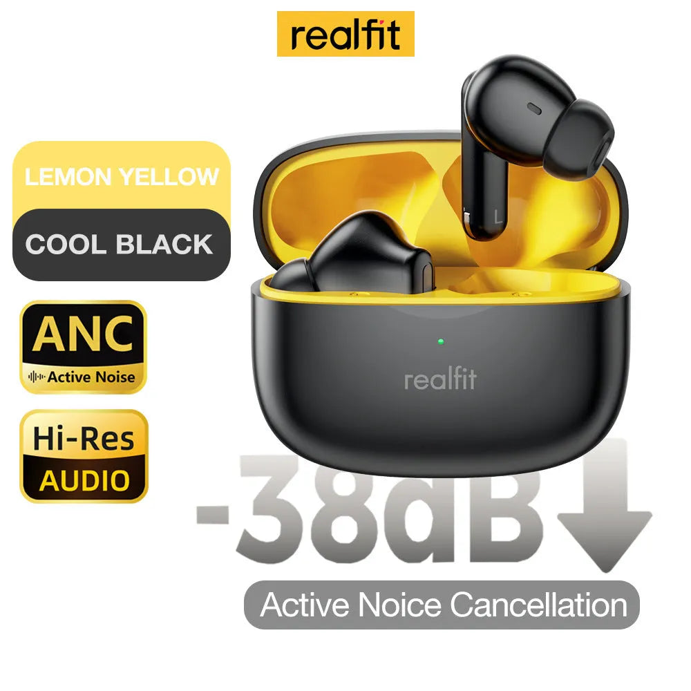 Active noise reduction true wireless Bluetooth earbuds in creamy-white with in-ear fit