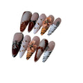 French style leopard print decorative nail stickers in cross, flower and leopard patterns