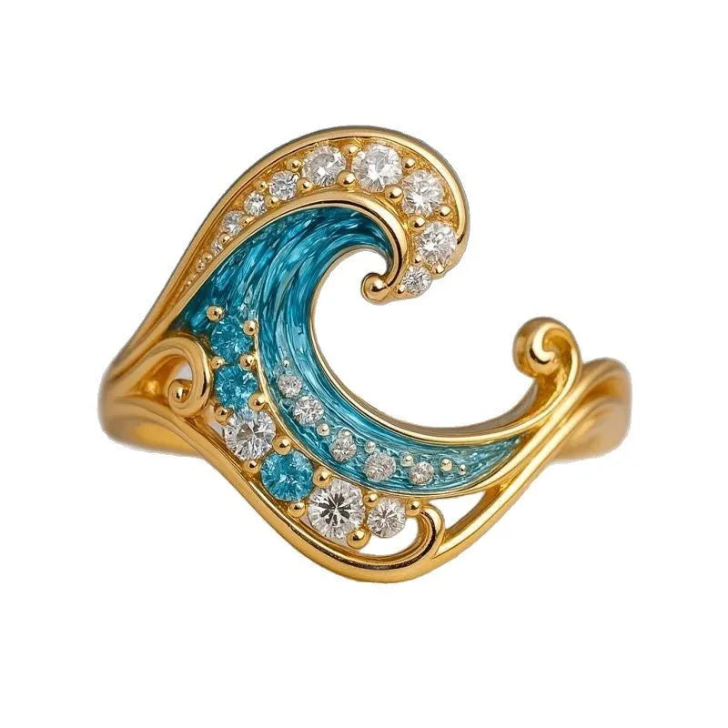 Gold Hailang series ring with spray pattern design in zinc alloy