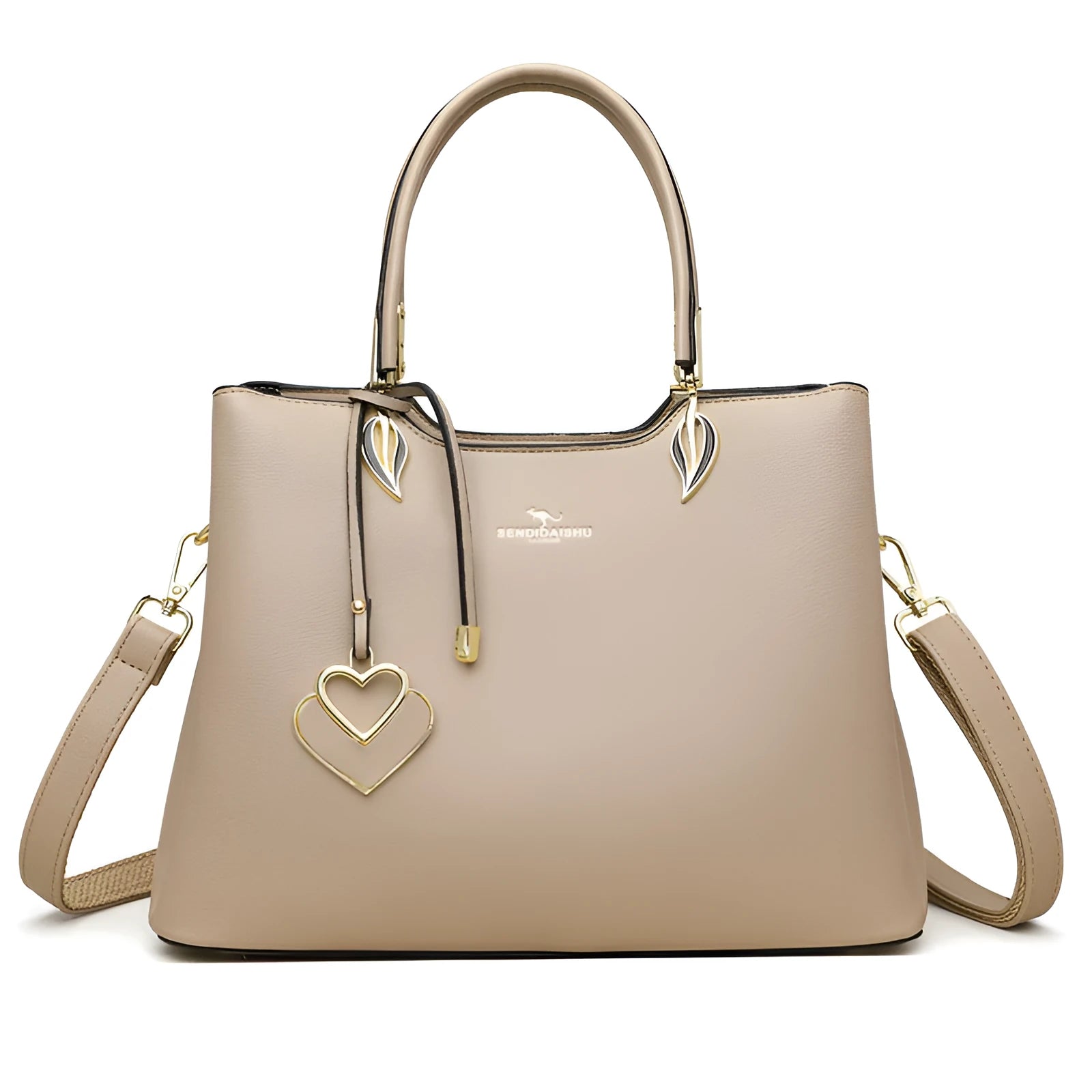 Women's black PU leather shoulder messenger bag with visible stitching and multi-layer interior.