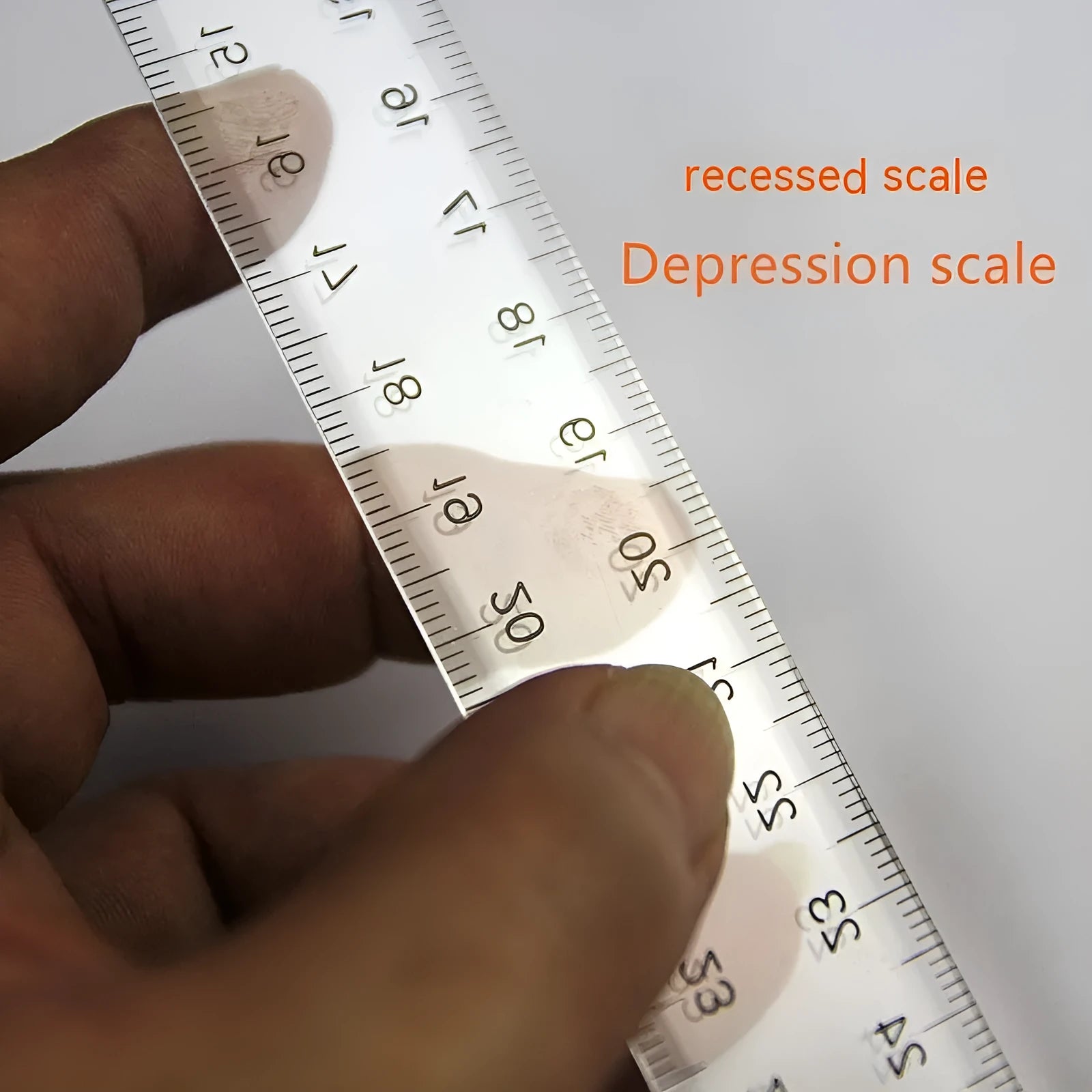 30cm plastic T-square ruler with British or metric measurement markings in transparent or orange yellow