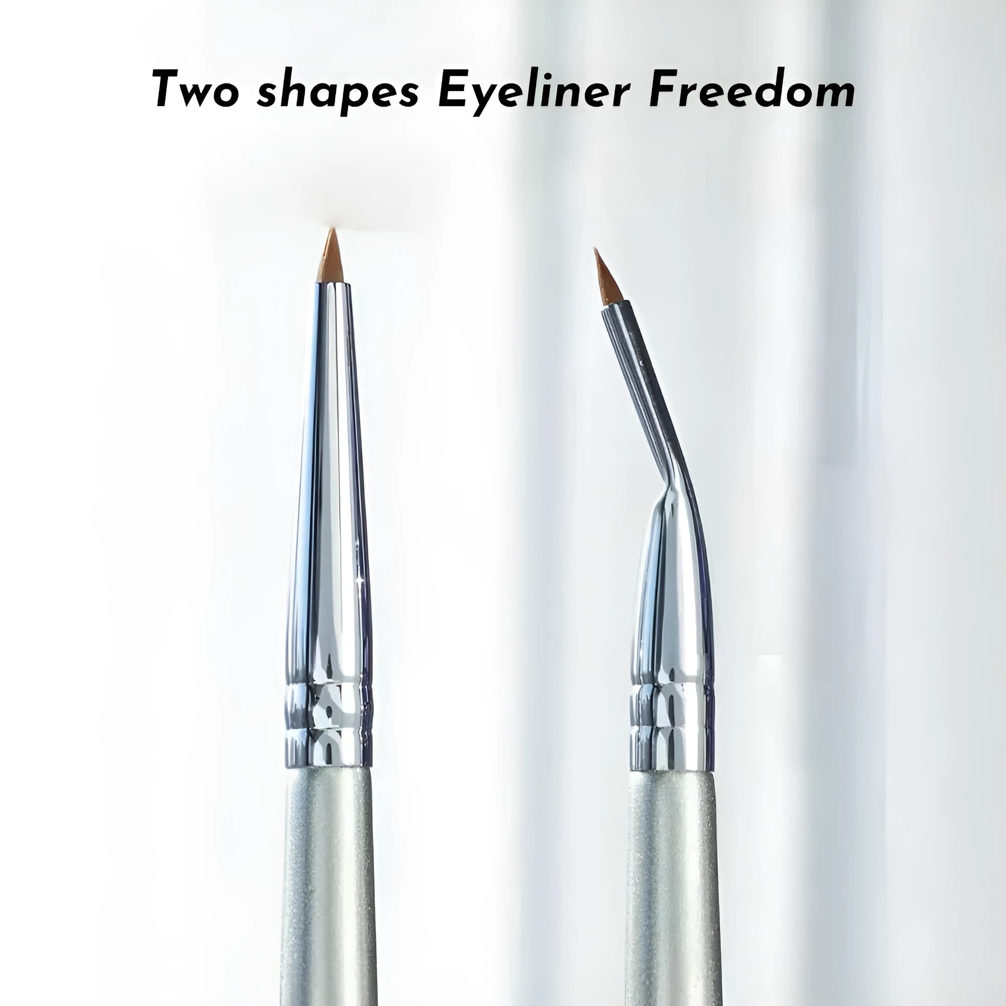 Angled bend head eyeliner makeup brush for precise under eye and tear trough application.