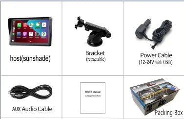 7 inch portable car smart display with wireless Carplay and retractable windshield mount