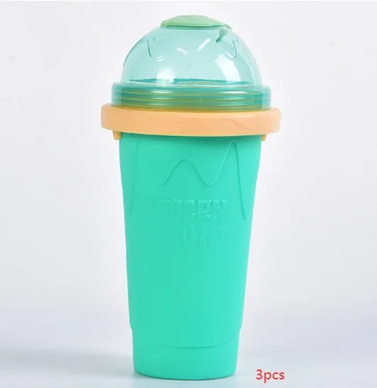 Mint green smoothie cup with lid and straw spoon for making instant slush drinks