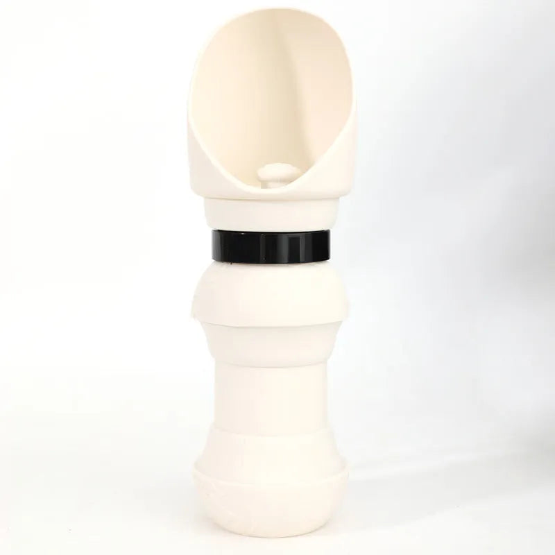 Silicone pet folding cup showing collapsed and expanded states with 550ml or 350ml capacity options