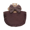 Pure cotton baby bib and headband set in solid colour for girls, absorbent and machine washable