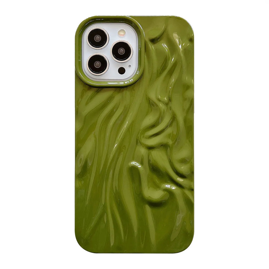 Solid colour water ripple silicone case for iPhone on a white background.