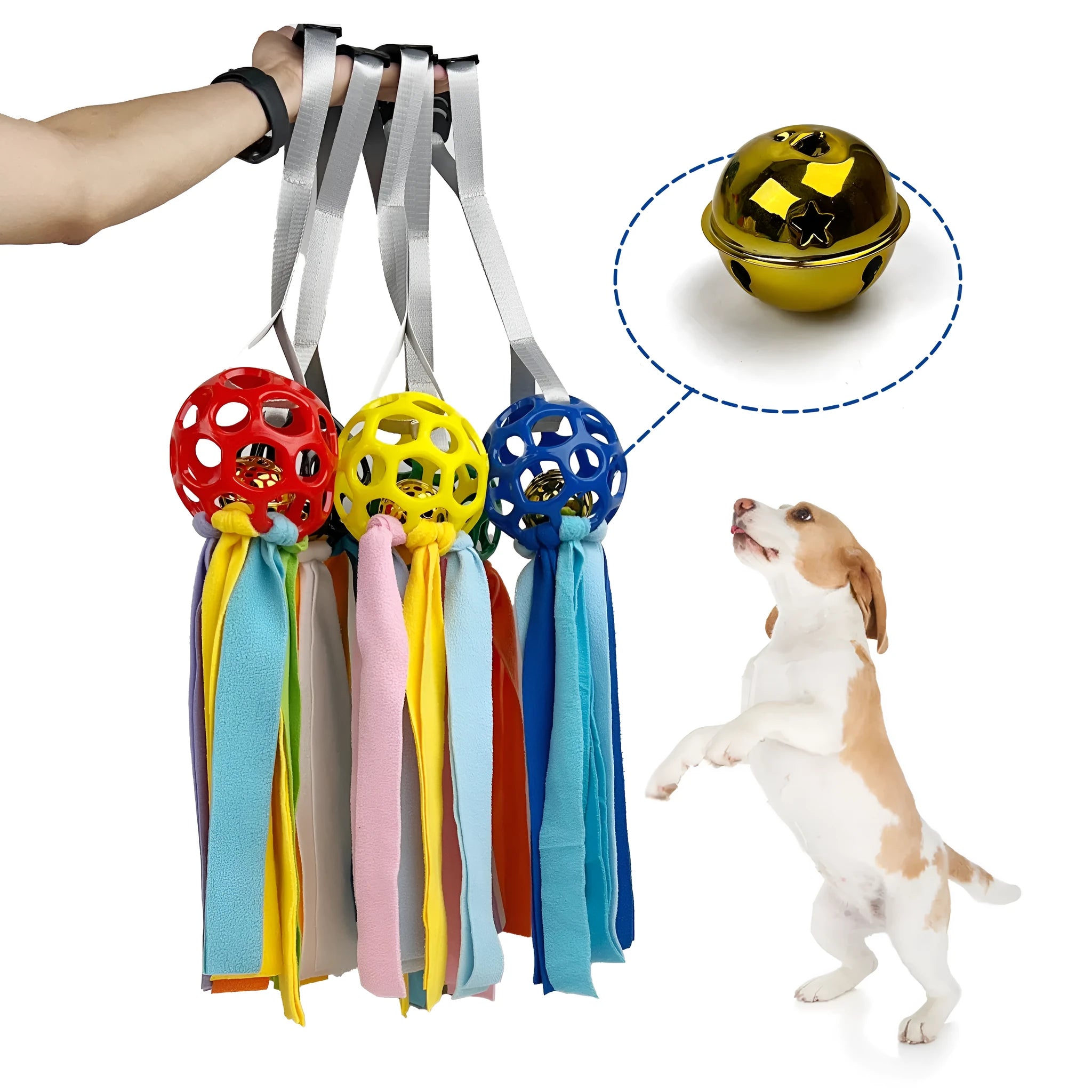 Colourful hollow TPR ball pet toy for dogs and cats with a bell inside