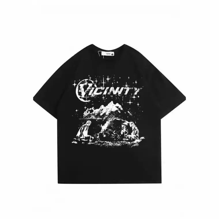 Men's retro hip hop graphic print T-shirt in polyester fabric available in multiple sizes