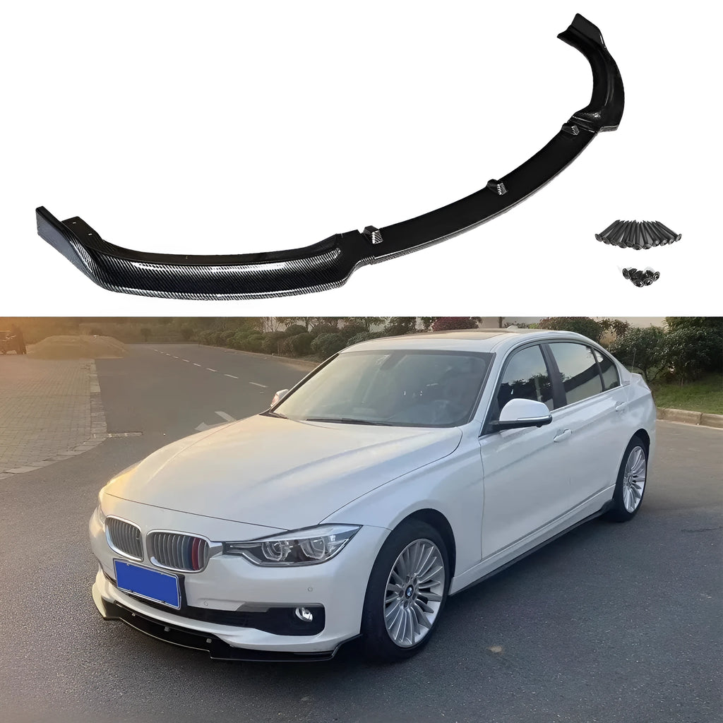 BMW 3 Series F30 F35 front bumper lip spoiler in bright black measuring 96cm long