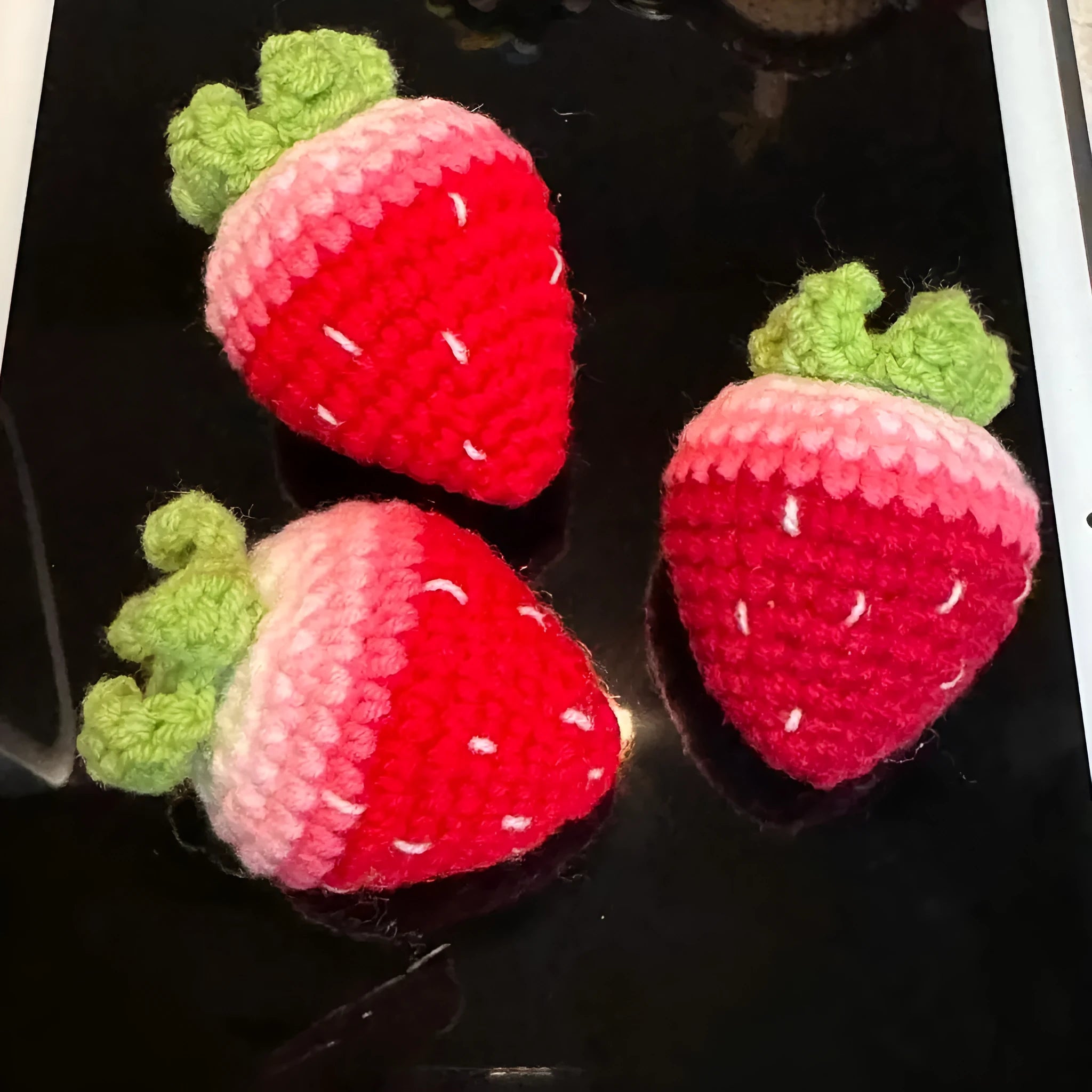 Soft plush strawberry pendant keychain in pink or red colour options