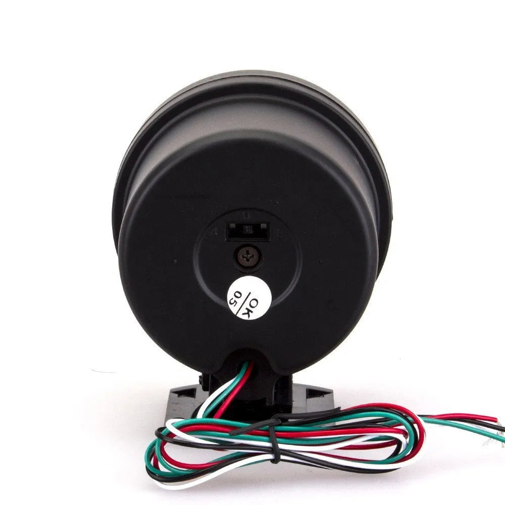 Automotive tachometer with blue pointer display measuring 95mm diameter for 12V vehicle installation