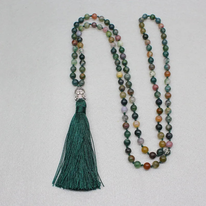 Natural agate bracelet with 108 geometric beads in 6mm size arranged as blessing necklace