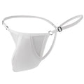 Men's ice silk T-back underwear with geometric pattern and adjustable thin straps in multiple colour options