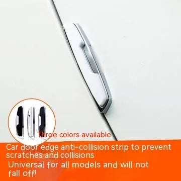 Four black silicone car door bumper strips for edge protection