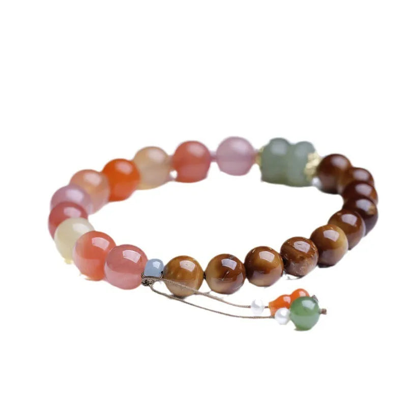 8mm diamond-cut agate bracelet with natural persimmon colour tones