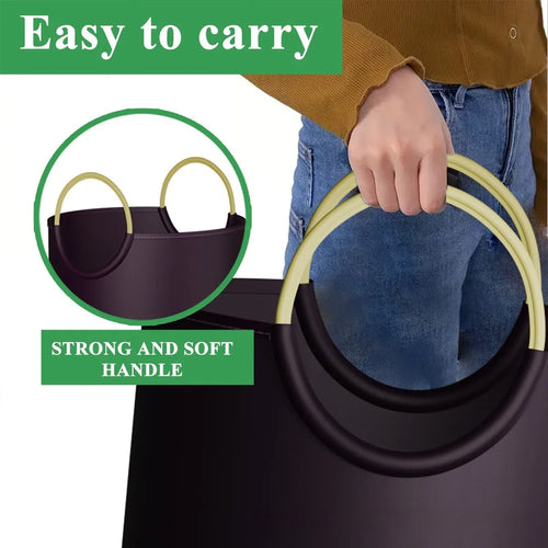 Round portable plastic trash can for office, outdoor and activity use.
