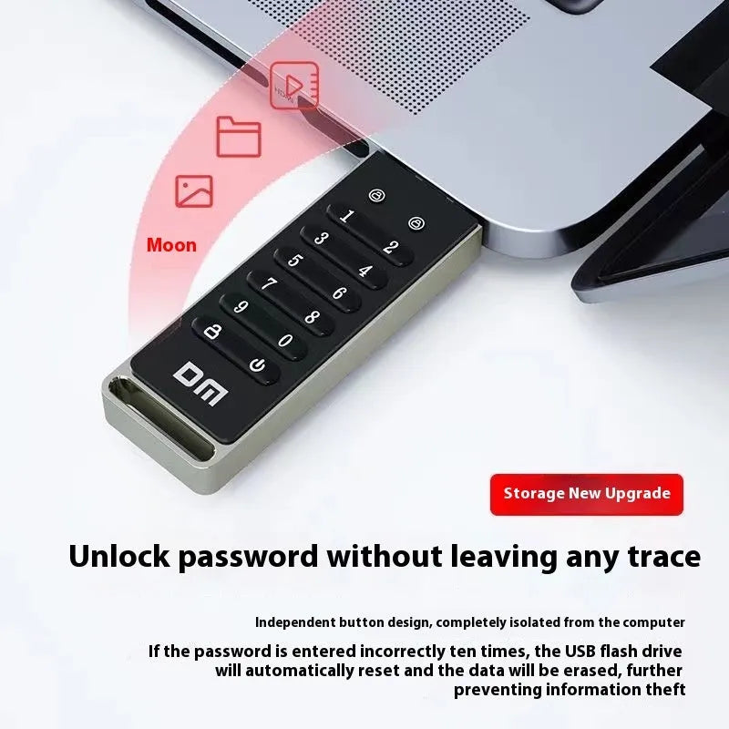 64GB fingerprint security USB flash drive with metal casing and digital encryption button