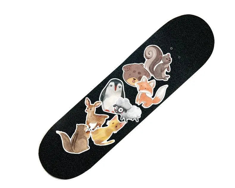 36 retro beach stickers with matte finish on PVC material, showing 6-10cm sizing