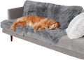 Plush waterproof dog cushion in grey colour showing double-layer thickness