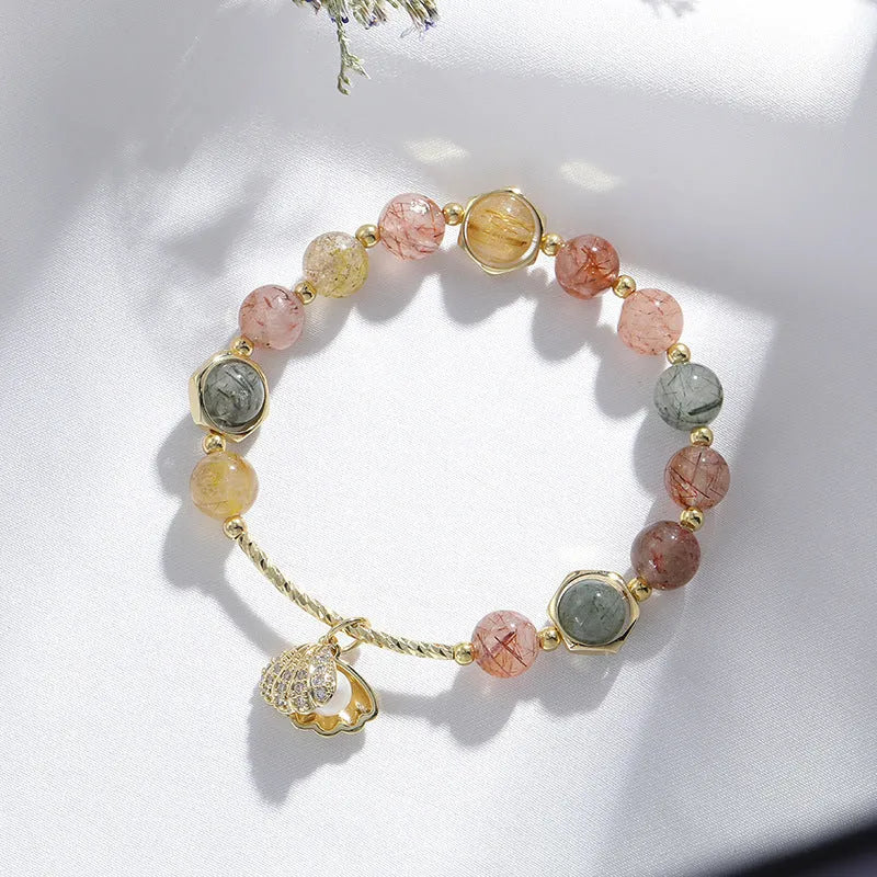 Women's crystal bracelet with shell design and animal zodiac modelling
