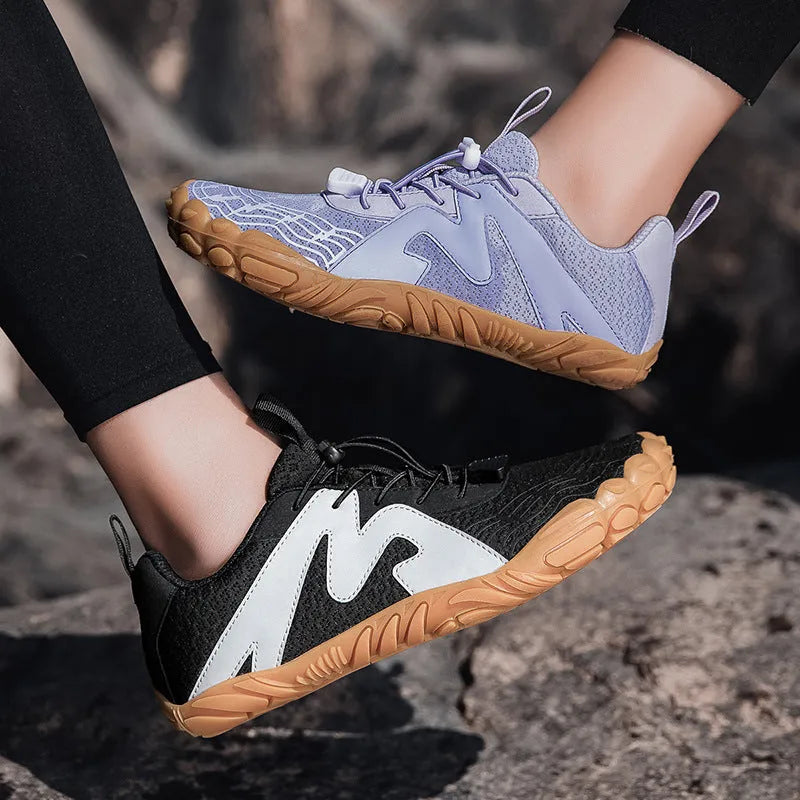 Couple sports climbing shoes with Flyknit lining and rubber sole in multiple colour options.