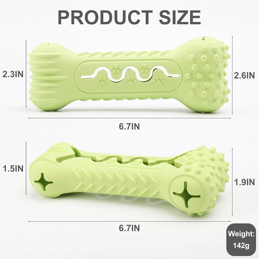 Blue natural rubber bone-shaped dog chew toy for aggressive chewers on a white background