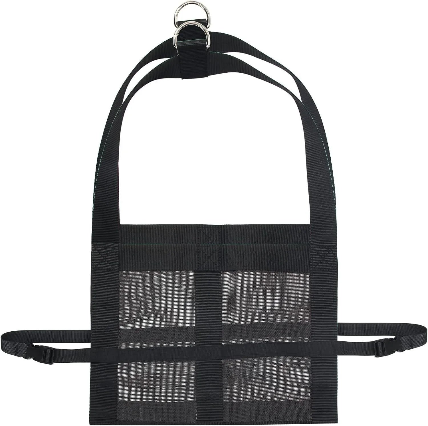 Black polyester calf large dog sling weighing bag with reinforced handles measuring 35 x 150 cm
