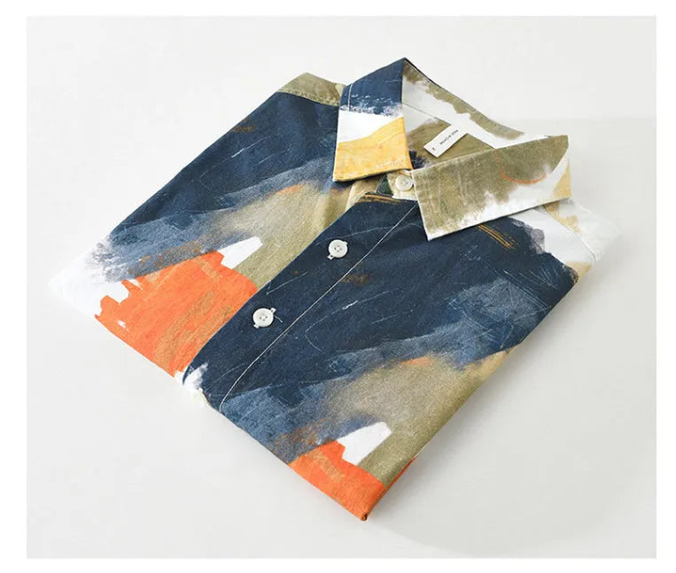 Printed colour cotton cardigan top with long sleeves and loose fit in Asian sizing